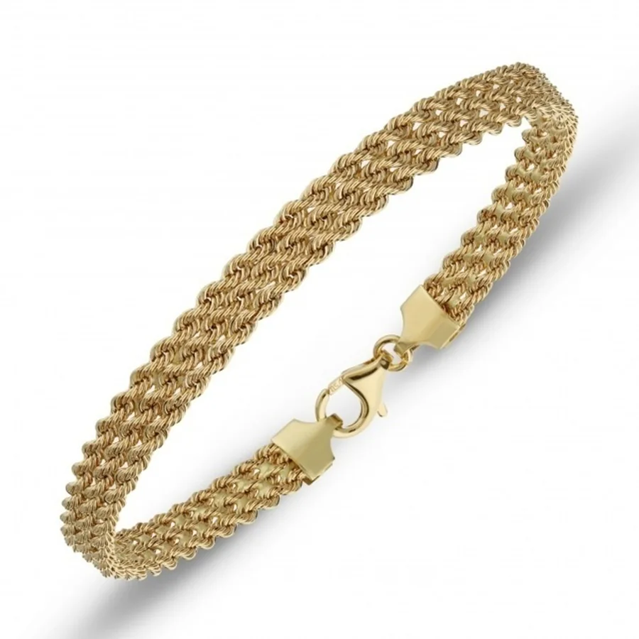 Bracciale tre corde intrecciate in oro giallo 18 kt